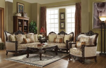 Devayne Sofa 50685 Dark Walnut & Gold Fabric by Acme w/Options [AMS-KD50685-Devayne]