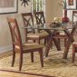 Cherry Finish Glass Top Modern Dining Table w/Optional Chairs