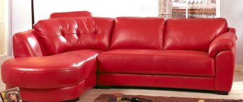 Red Leatherette Modern Sectional Sofa w/Wooden Legs [CYSS-WASHINGTON]