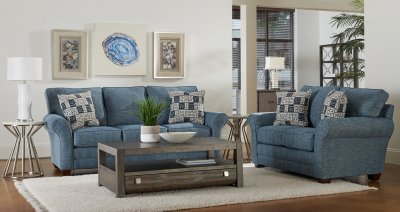 Zack Sofa in Denim Fabric by Klaussner w/Options