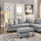 F6543 Sectional Sofa in Light Grey Fabric by Boss w/Ottoman