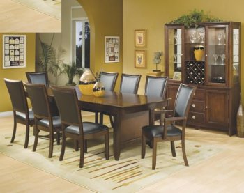 Rich Merlot Finish Transitional Dining Table w/Optional Items [HEDS-878-96]