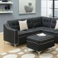 F6997 Sectional Sofa in Black Fabric w/ Ottoman by Boss