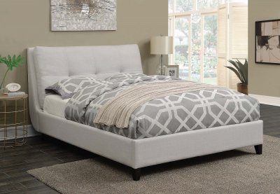 Amador Upholstered Bed 300698 in Ivory Fabric by Coaster