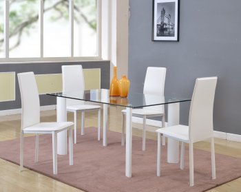 Riana 5Pc Dining Set by Chintaly w/Clear Glass Top [CYDS-Riana]