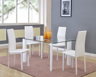 Riana 5Pc Dining Set by Chintaly w/Clear Glass Top