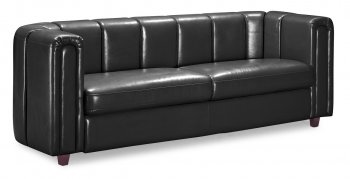 Black Premium Bycast Leather Contemporary Sofa w/Divided Details [ZMS-Speakeasy]