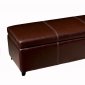 Brown Color Rectangular Shape Leather Ottoman With Storage