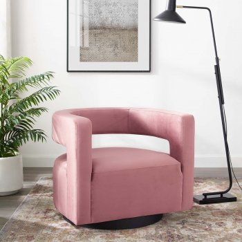 Spin Swivel Accent Chair in Dusty Rose Velvet by Modway [MWAC-3947 Spin Dusty Rose]