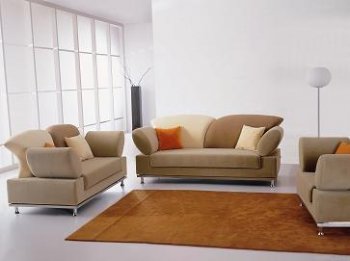 Multi-Tone w/Tan Microfiber Modern Living Room 3PC Set [VGS-C18]