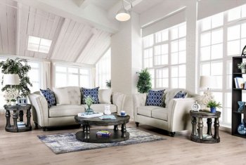 Porth Sofa SM2667-SF in Ivory Linen-Like Fabric w/Options [FAS-SM2667-Porth]