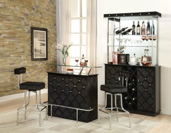 Jacey Bar Table 72665 in Black Velvet Fabric by Acme w/Options [AMBA-72665-Jacey]