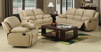 7190 Reclining Sofa in Cream Microfiber w/Options [EGS-7190]