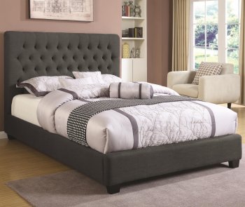 Chloe 300529 Upholstered Bed in Charcoal Fabric by Coaster [CRB-300529 Chloe]