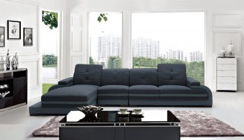 5132 Sectional Sofa in Blue Fabric & Grey Bonded Leather by VIG [VGSS-5132 Blue Grey]