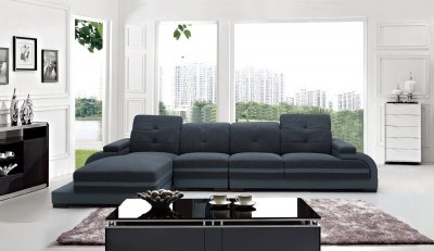 5132 Sectional Sofa in Blue Fabric & Grey Bonded Leather by VIG