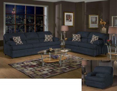 6525 Clara Sofa & Loveseat Set in Black Fabric by Chelsea