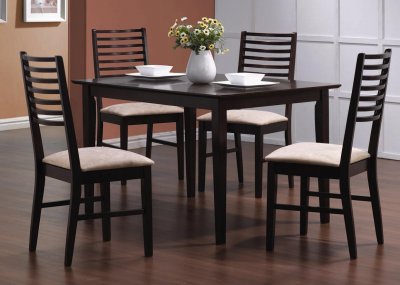 Dark Espresso Finish 5 Pc Modern Dinette With Ladder Back Chairs