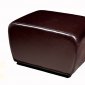 Brown Color Contemporary Leather Ottoman With Wooden Base