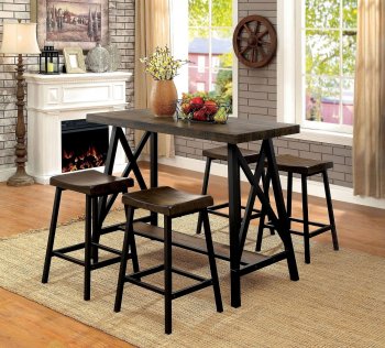 Lainey Counter Ht Dinette 5Pc Set CM3415PT in Weathered Oak [FADS-CM3415PT-Lainey]