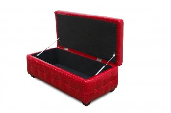 Red Crocodile Pattern Vinyl Lift Top Tufted Storage Trunk [DSO-Zen-Trunk-Red]