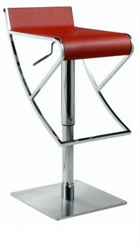 Red Vinyl & Stainless Steel Base Set of 2 Adjustable Barstools [CYBA-0815-Red]