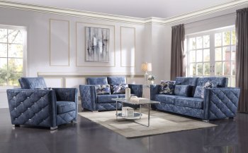 Emilia Sofa 56025 in Blue Fabric by Acme w/Options [AMS-56025 Emilia]