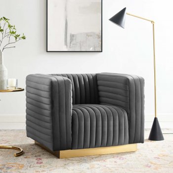 Charisma Accent Chair in Charcoal Velvet by Modway [MWAC-3887 Charisma Charcoal]