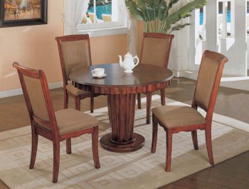 Light Brown Finish Classic 5Pc Dining Set w/Round Top Table [YTDS-CN4791-Canterbery]