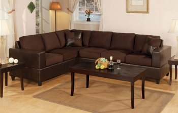 Chocolate Microfiber Plush Contemporary Sectional Sofa [PXSS-F7631]