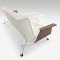 White Full Leatherette Modern Convertible Sofa Bed w/Walnut Arms