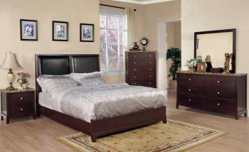 Smooth Merlot Finish Transitional 5Pc Bedroom Set [CRBS-202011Q]