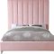 Via Upholstered Bed in Pink Velvet Fabric by Meridian