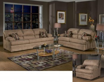 6525 Clara Sofa & Loveseat Set in Mocha Fabric by Chelsea [CHFS-TU-6525 Clara BM]