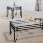 Black Metal w/Clear Glass Design 3PC Coffee Table Set