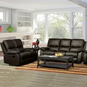 1415 Reclining Sofa in Dark Brown Half Leather by ESF w/Options