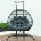 Folding Wicker Double Seater Egg Swing Chair ESCF52CH LeisureMod