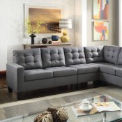 Earsom Sectional Sofa 52760 in Gray Linen Fabric by Acme