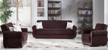 Argos Colins Brown Sofa Bed & Loveseat Set in Fabric by Istikbal [IKSB-ARGOS Colins Brown]