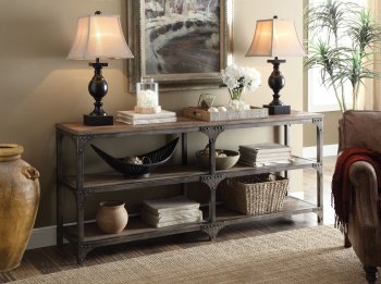 Gorden Console Table 72680 in Weathered Oak by Acme w/ Options [AMCT-72680-Gorden]