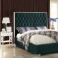 Lexi Upholstered Bed in Green Velvet Fabric - Meridian w/Options