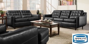 6990 Sofa & Loveseat in Bentley Black PU by Simmons w/Options [MXS-6990]