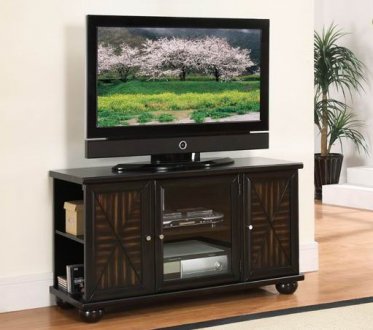 Warm Dark Brown Finish Transitional TV Stand w/Side Storage