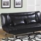 Black Faux Leather Modern Convertible Sofa Bed w/Metal Legs