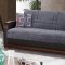 Montana Sofa Bed in Gray Fabric & Black Leatherette by Empire
