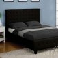 Black Bonded Leather Modern Platform Bed w/Wooden Legs