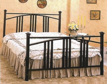 Satin Black Convex Shaped Mission Style Metal Bed [CRBS-213-2953]