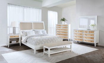 Bexhill Bedroom Set 5Pc 223471 in White & Natural by Coaster [CRBS-223321 Bexhill]