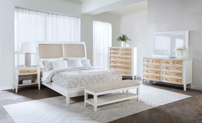 Bexhill Bedroom Set 5Pc 223471 in White & Natural by Coaster