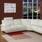 White Color Bonded Leather Upholstery Modern Sectional Sofa